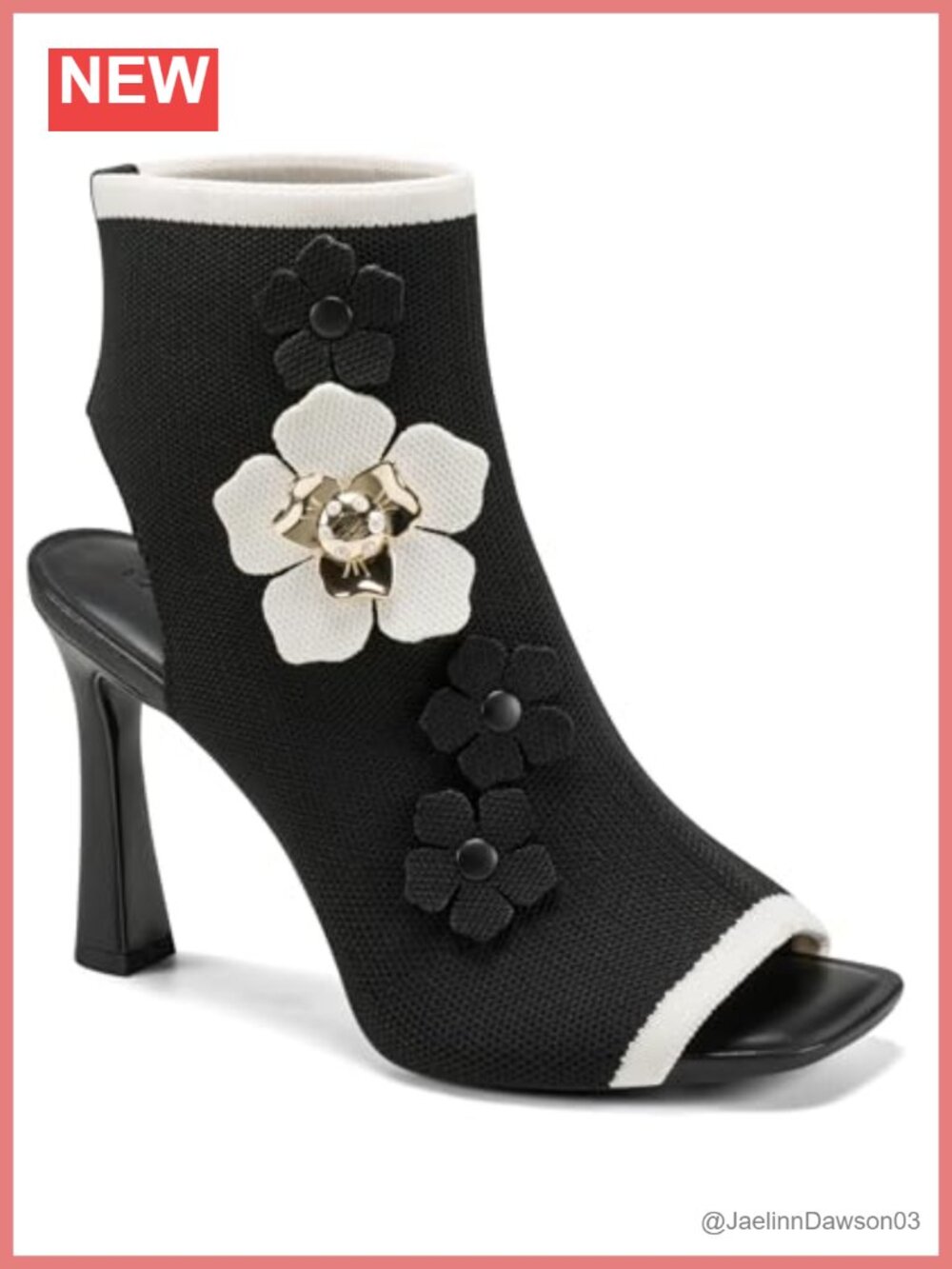 Faux Leather Floral Stiletto Heel Ankle Bootie